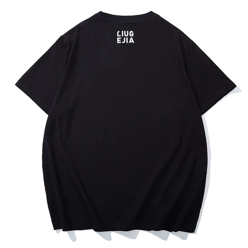 Gold Foil Letter Embroidery Tee Black