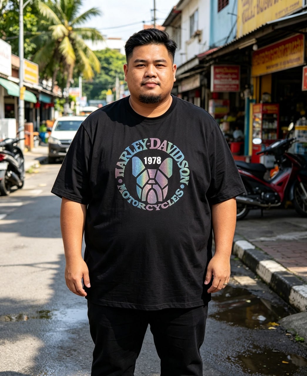 Reflective Print Tee Worn by Real Customer (Street Style)